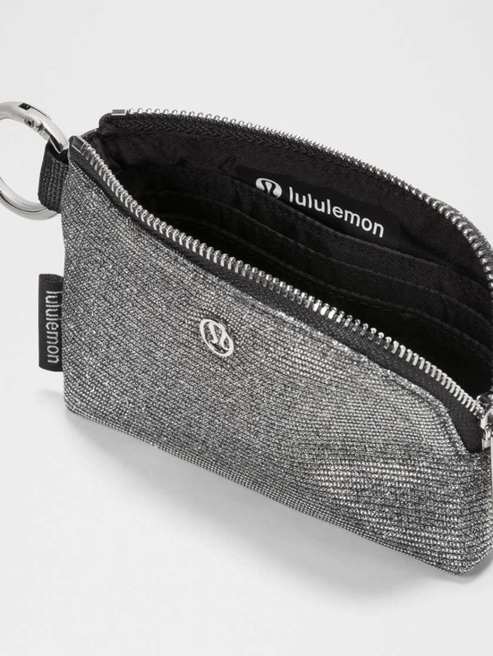 Lululemon Glitter Dark Silver Graphite Gray Clippable Card Pouch Wallet - Picture 4 of 8